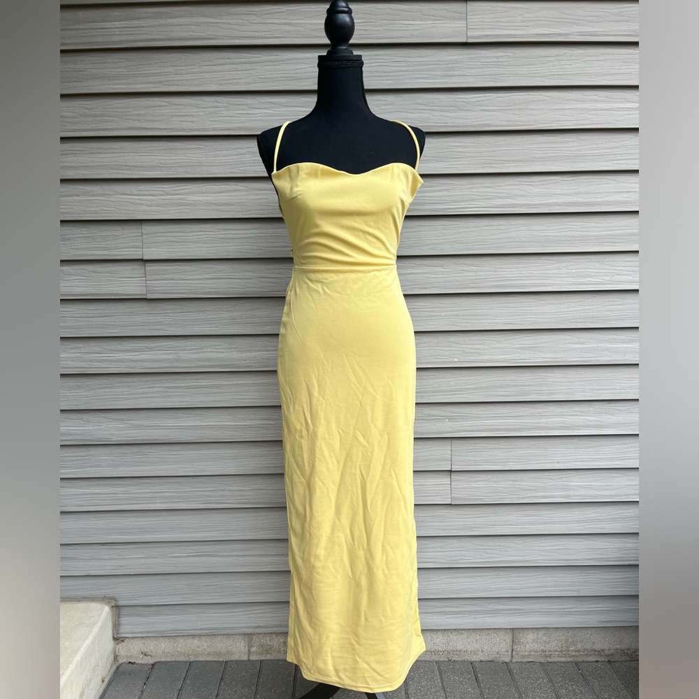 Yellow long midi dresses